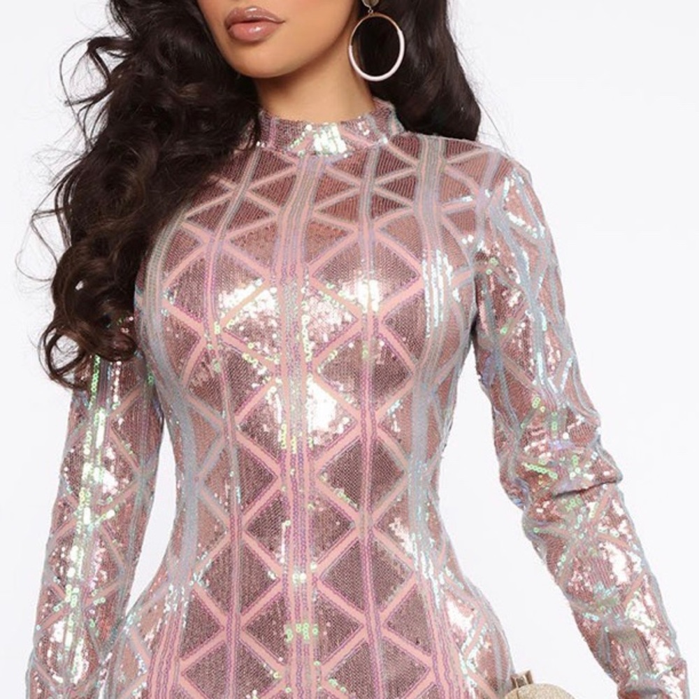 Capital Barbie Sequin Mini Dress - Rose Gold